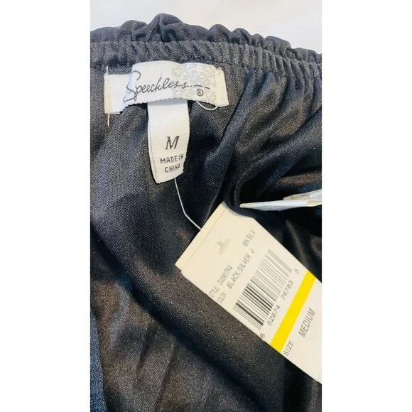 Strapless Black Ruched Mini Dress Women Sequins Size M Speechless Partywear - Picture 7 of 16